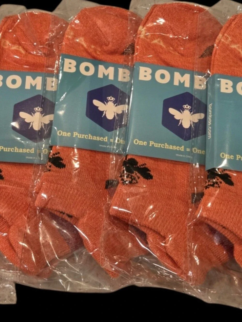 Bombas Medium Ankle Socks Coral Black Red 5 Pair BNWT Unisex Honeycomb Arch Supp